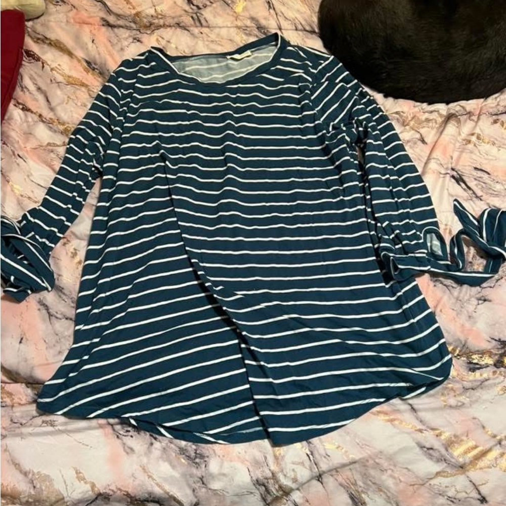 Striped Navy Blue Women's Top